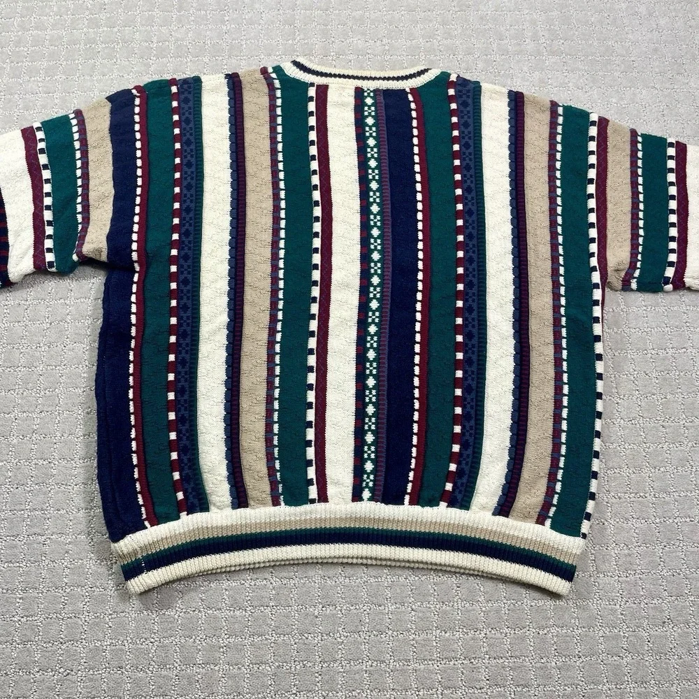 Vintage‎ 90s Cotton Traders Size Large 3D Knit Coogi Style Tundra Retro Sweater